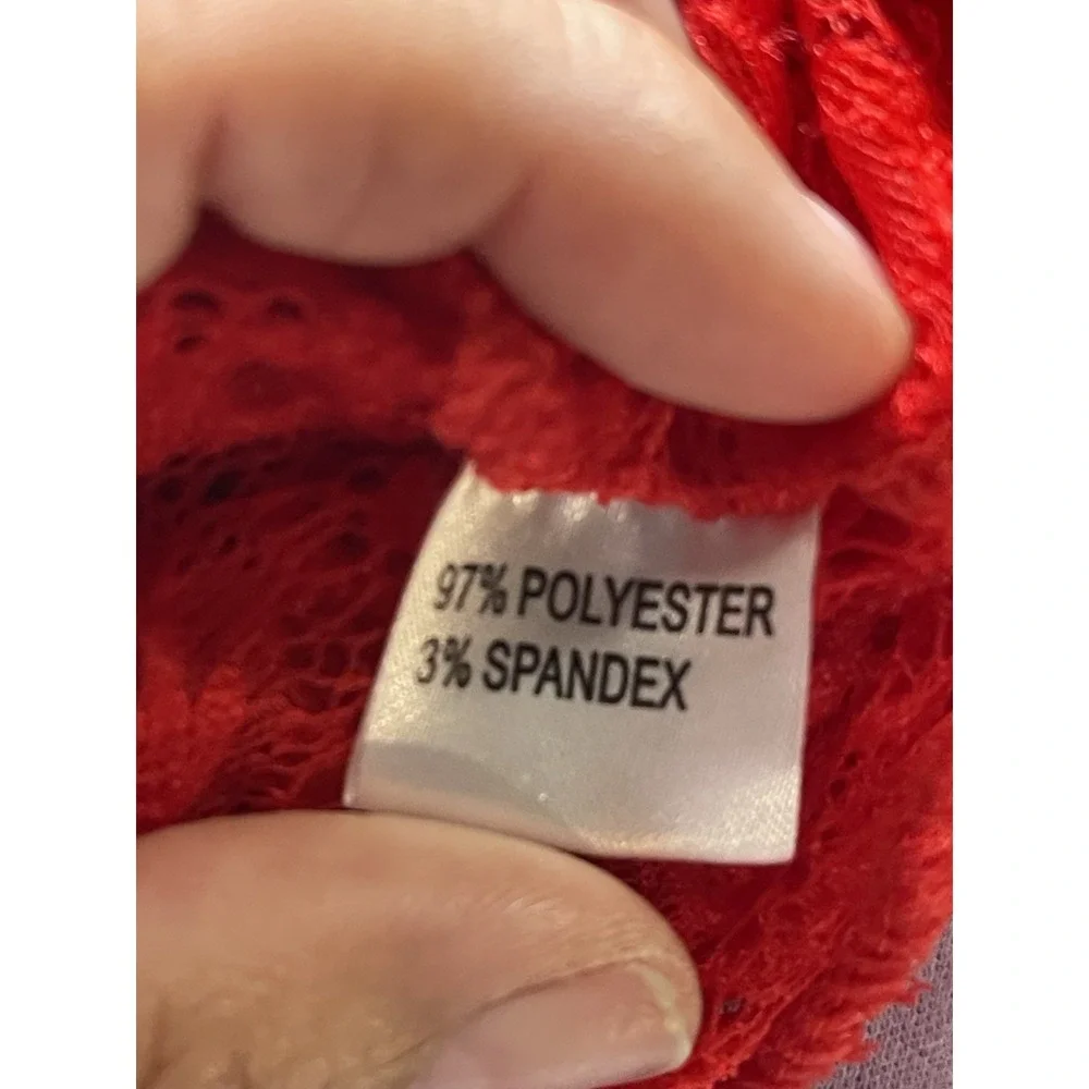 Sexy Red Lingerie Lace Dress Stocking Hooks Stripper Size‎ XL F-170